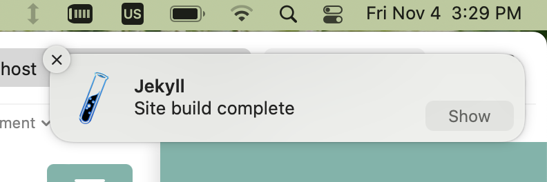 MacOS popup with Jekyll icon